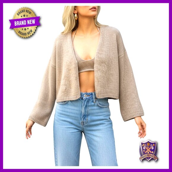 Oversized V-Neck Cardigan Elegant Knit Long Sleeve Open Front Fall Sweater